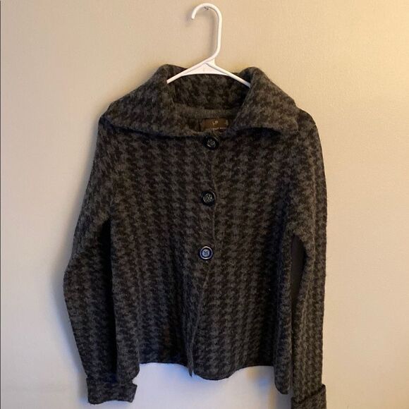 Penn Wright Manson Women's Houndstooth Cardigan Jacket. Black and Gray. Vintage - Picture 2 of 5
